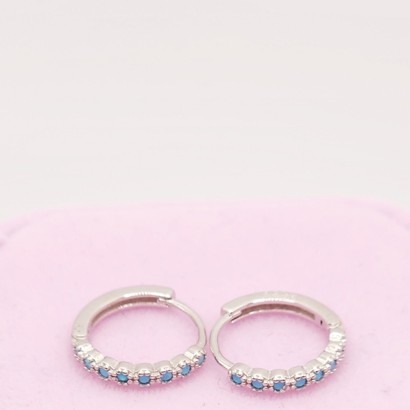 Silver Huggies with blue accent - Picture 3 of 8